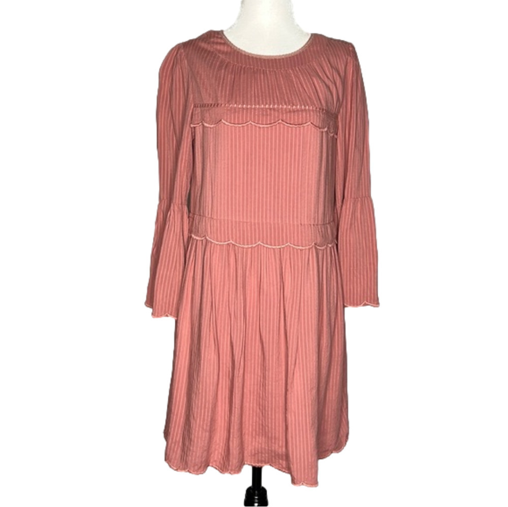NWT The Korner Deep Blush Long Sleeve Bell Sleeve Dress